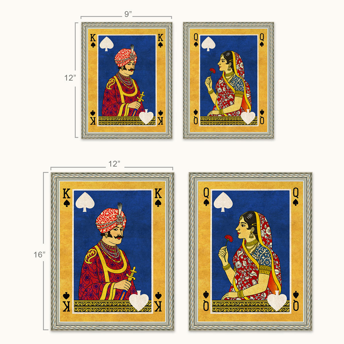 Raja-rani playing cards wall art set
