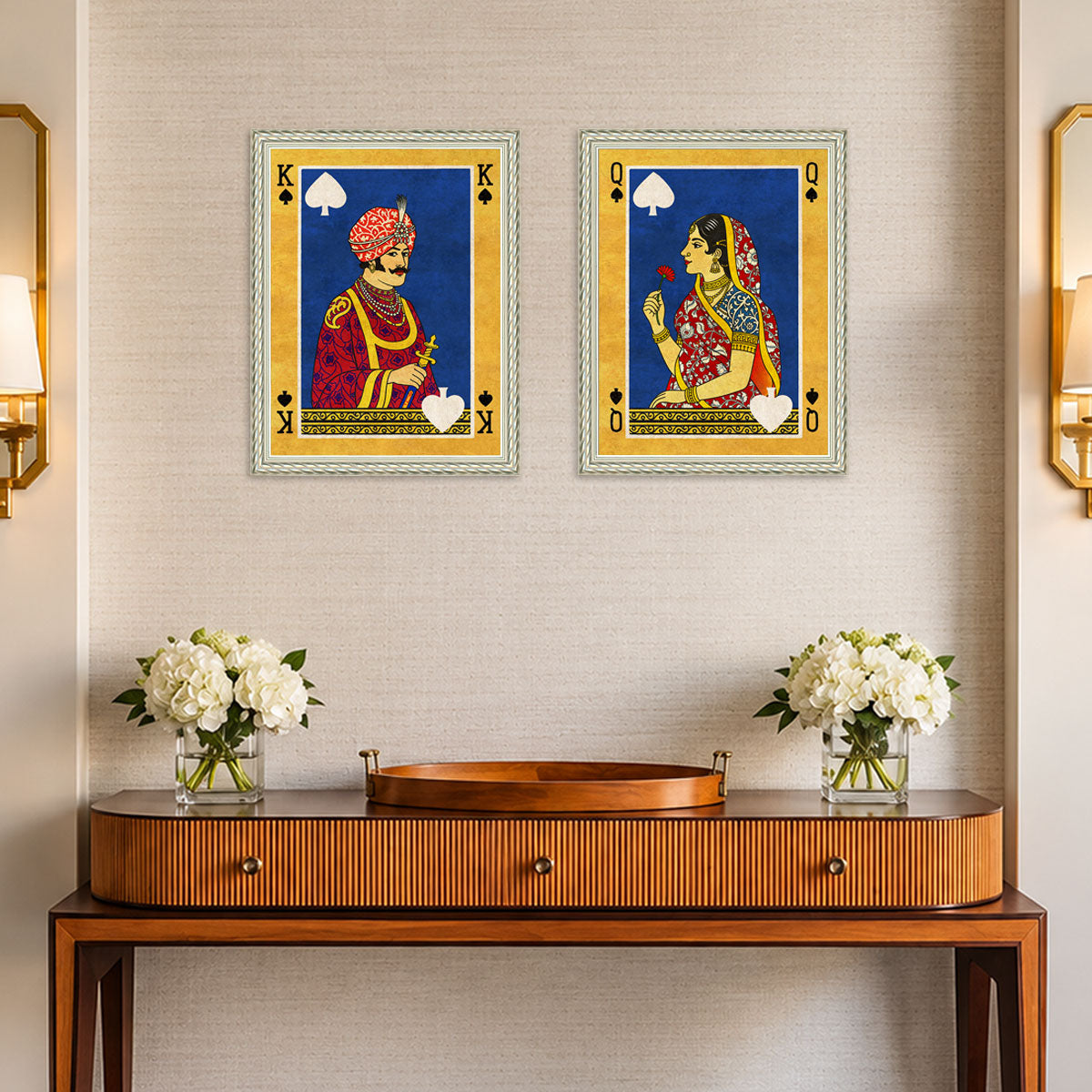 Raja-rani playing cards wall art set