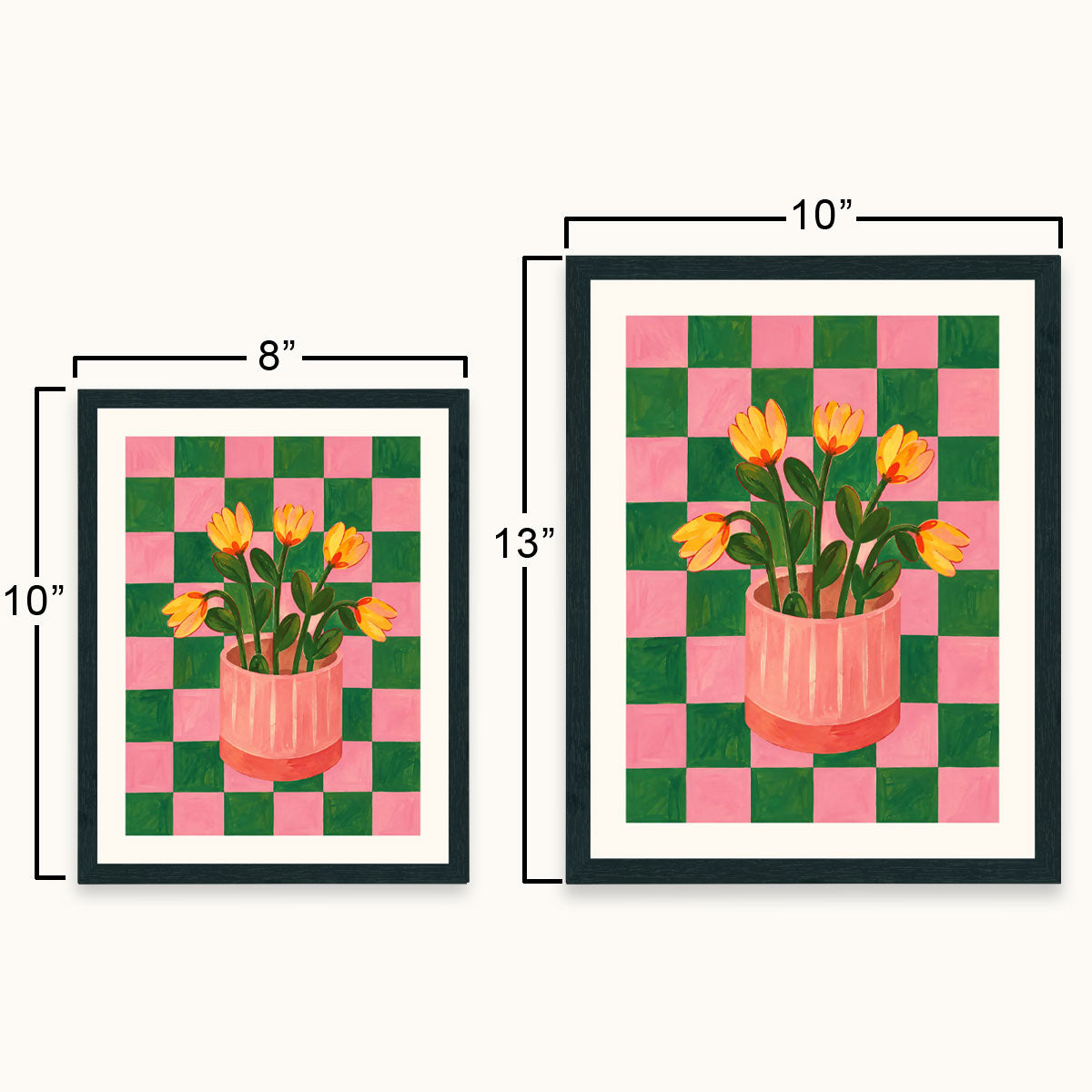 Checks & Flowers wall art