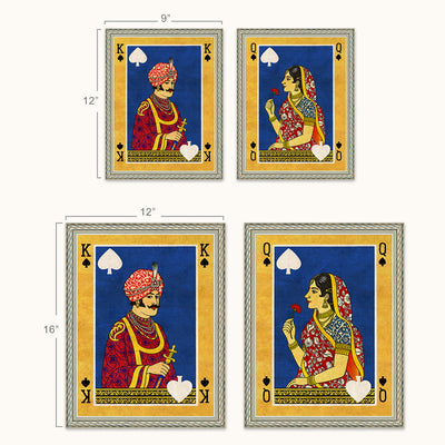 Raja-rani playing cards wall art set
