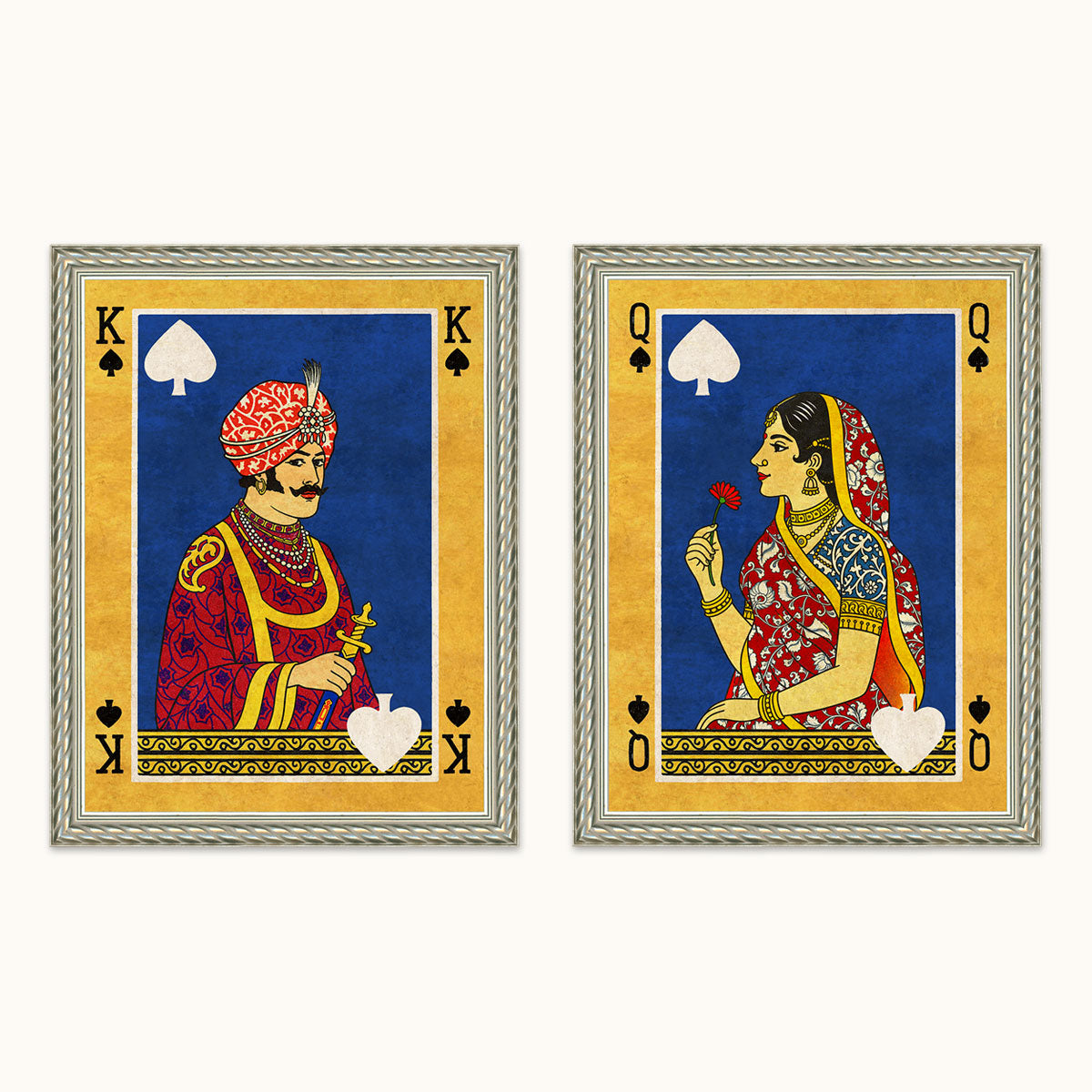 Raja-rani playing cards wall art set