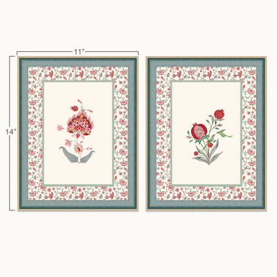 Anar Pushp wall art size chart showing the dimensions of 11 inches wide by 14 inches tall per frame