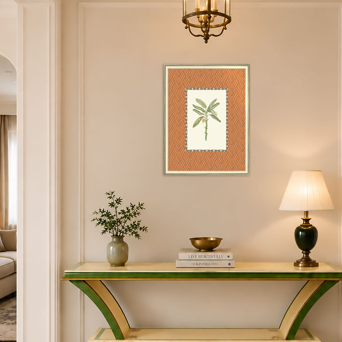 Banana Tree Indian wall art frame in champagne colour