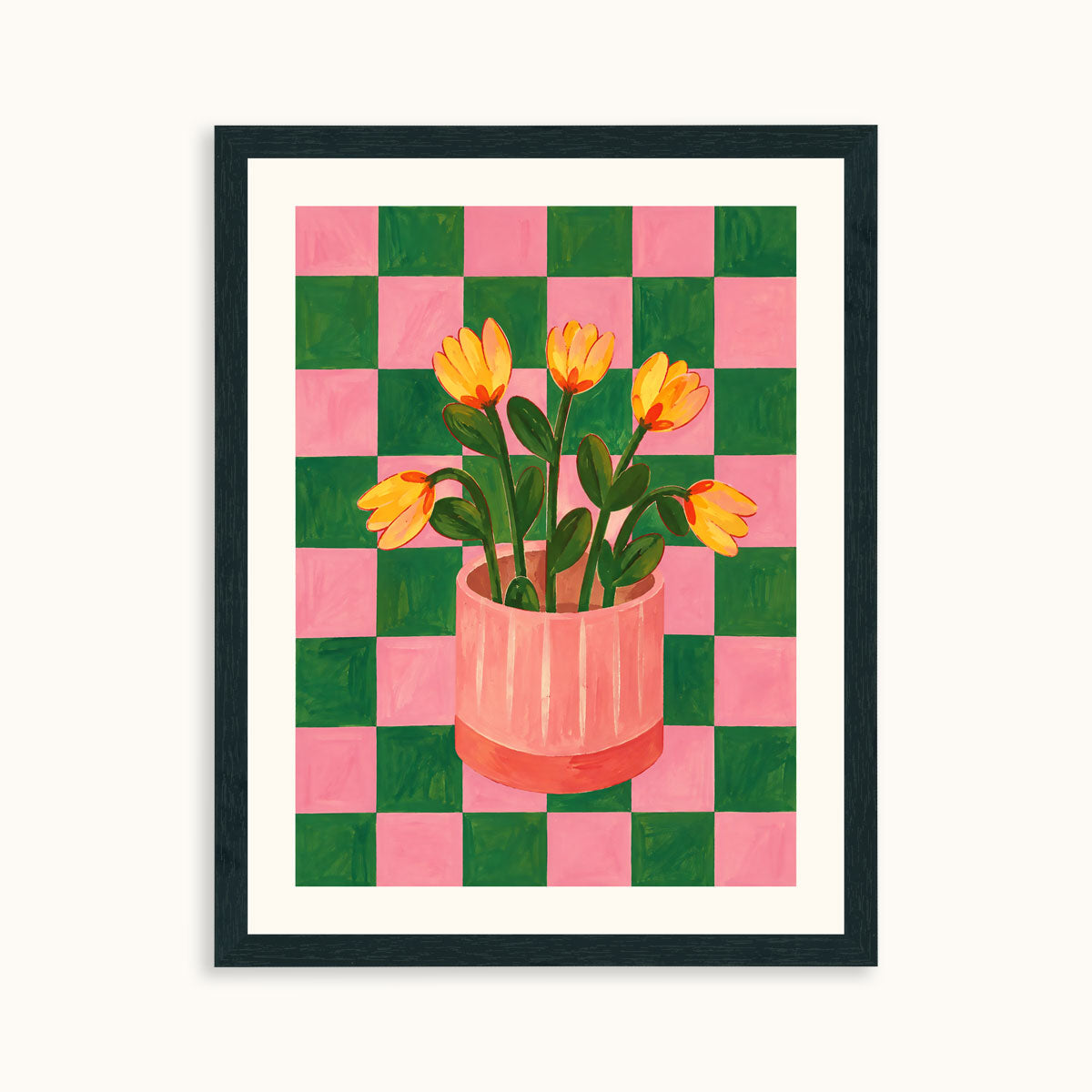 Checks & Flowers wall art