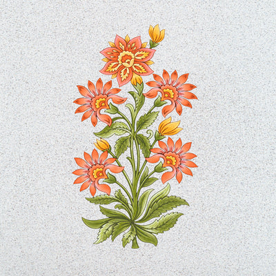 Pink lotus-like blossoms and green leaves arranged on a textured silver-toned background