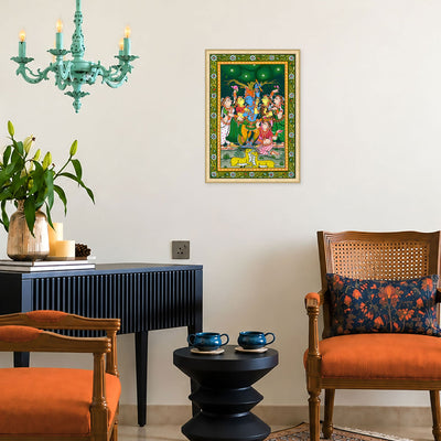 Divine Krishna Leela Lord Krishna Indian devotional wall art frame