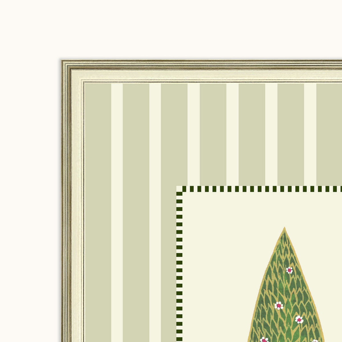 Haritika Indian botanical wall art frame with delicate motifs and champagne colour frame