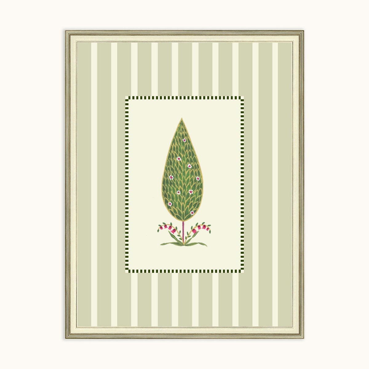 Haritika Indian botanical wall art frame with delicate motifs and champagne colour frame