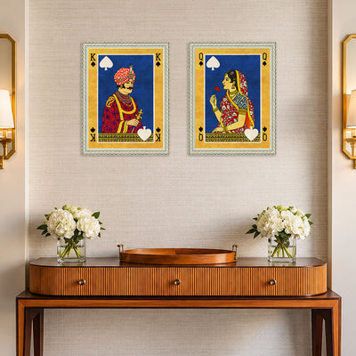 Raja-rani playing cards wall art set