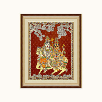 Indian spiritual wall art frame celebrating the divine connection of Shakti and Shiva