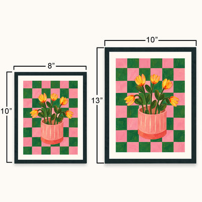 Checks & Flowers wall art